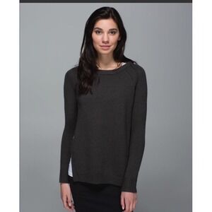 Lululemon Athletica Merino Wool Yin to You Sweater Dark Gray Size 6 Ribbed Slits